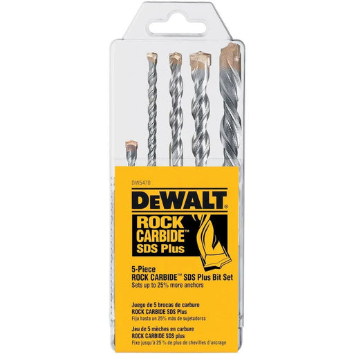 Dewalt Rock Carbide SDS Plus Hammer Drill Bit Set - 5 PIECE 5PC