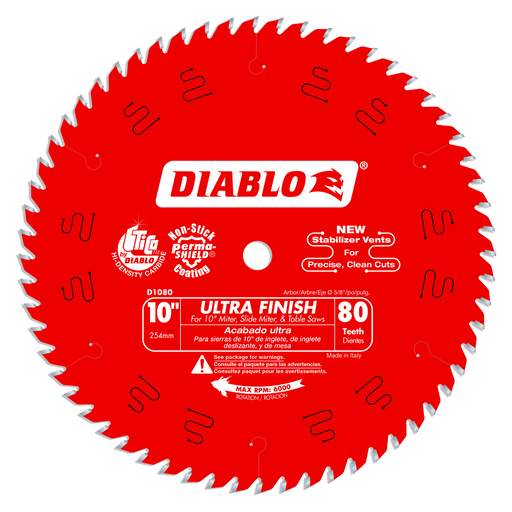 DIABLO 10 in. x 80 Tooth Ultra Finish
Saw Blade