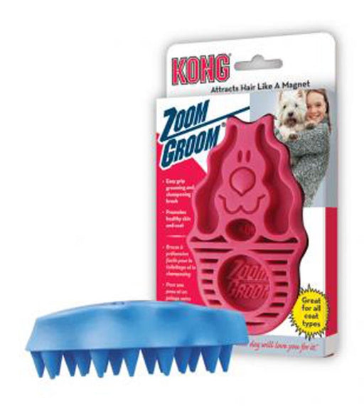 Kong Zoomgroom Rubber Dog Brush, Boysenberry